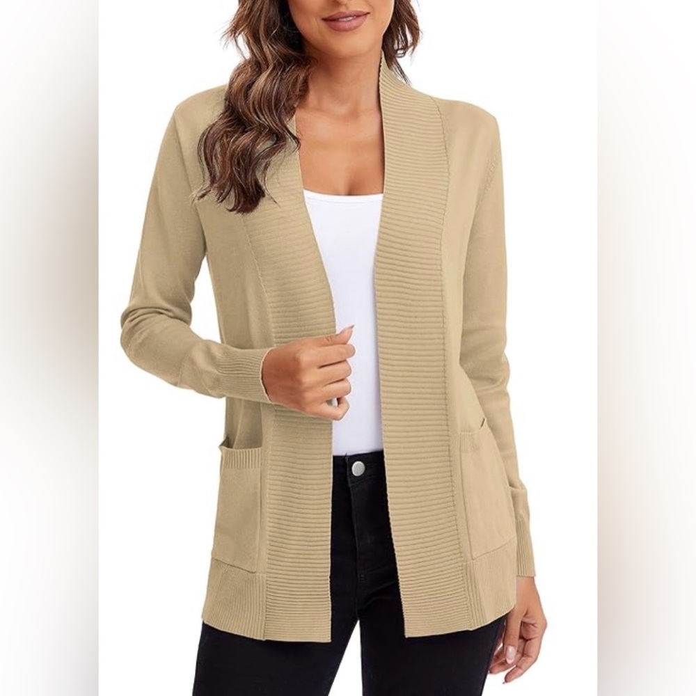 Last chance! Michael Kors Dusty Gold Open-Front Long Cardigan